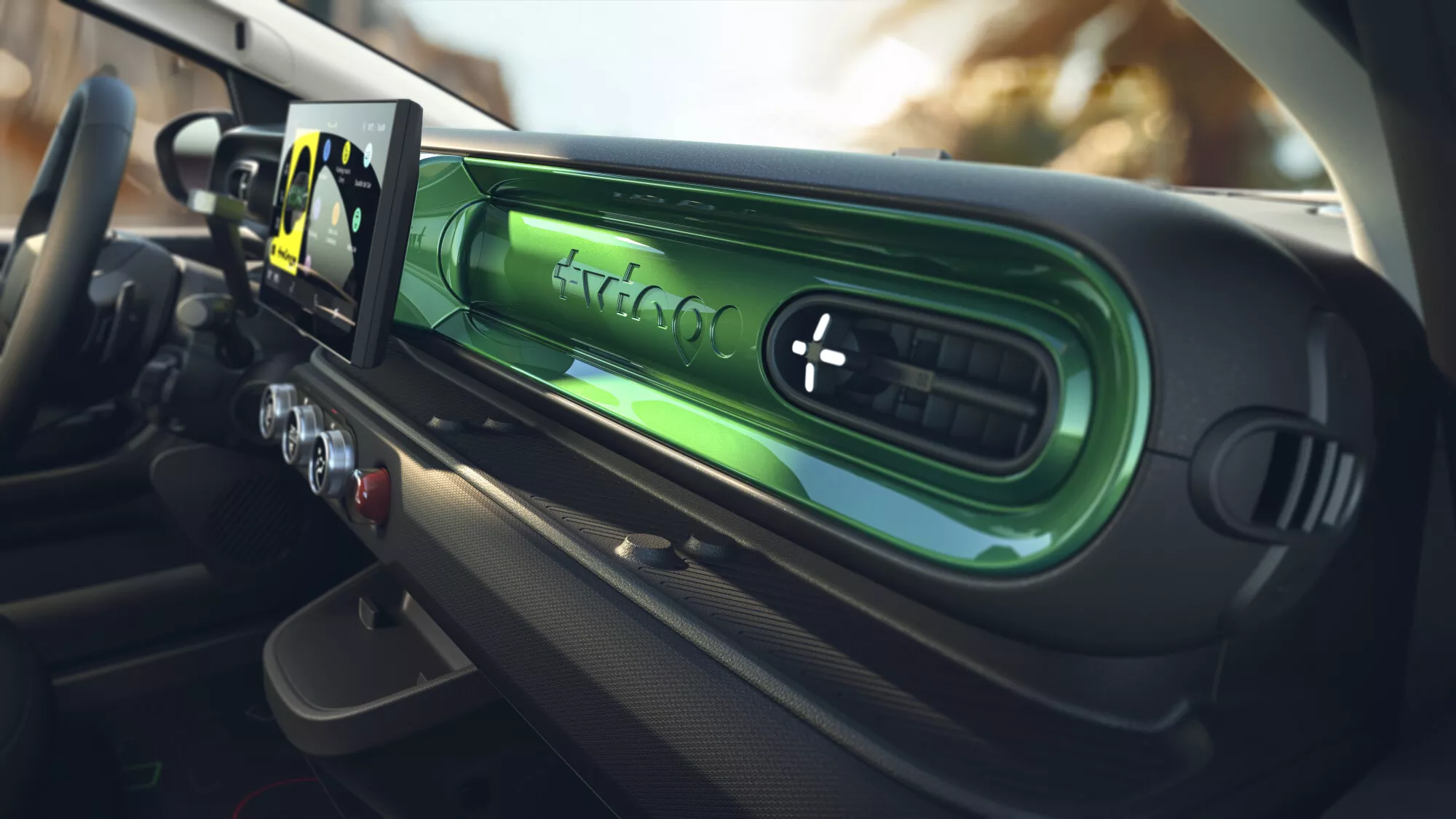 Tablero y doble pantalla del Twingo E-Tech