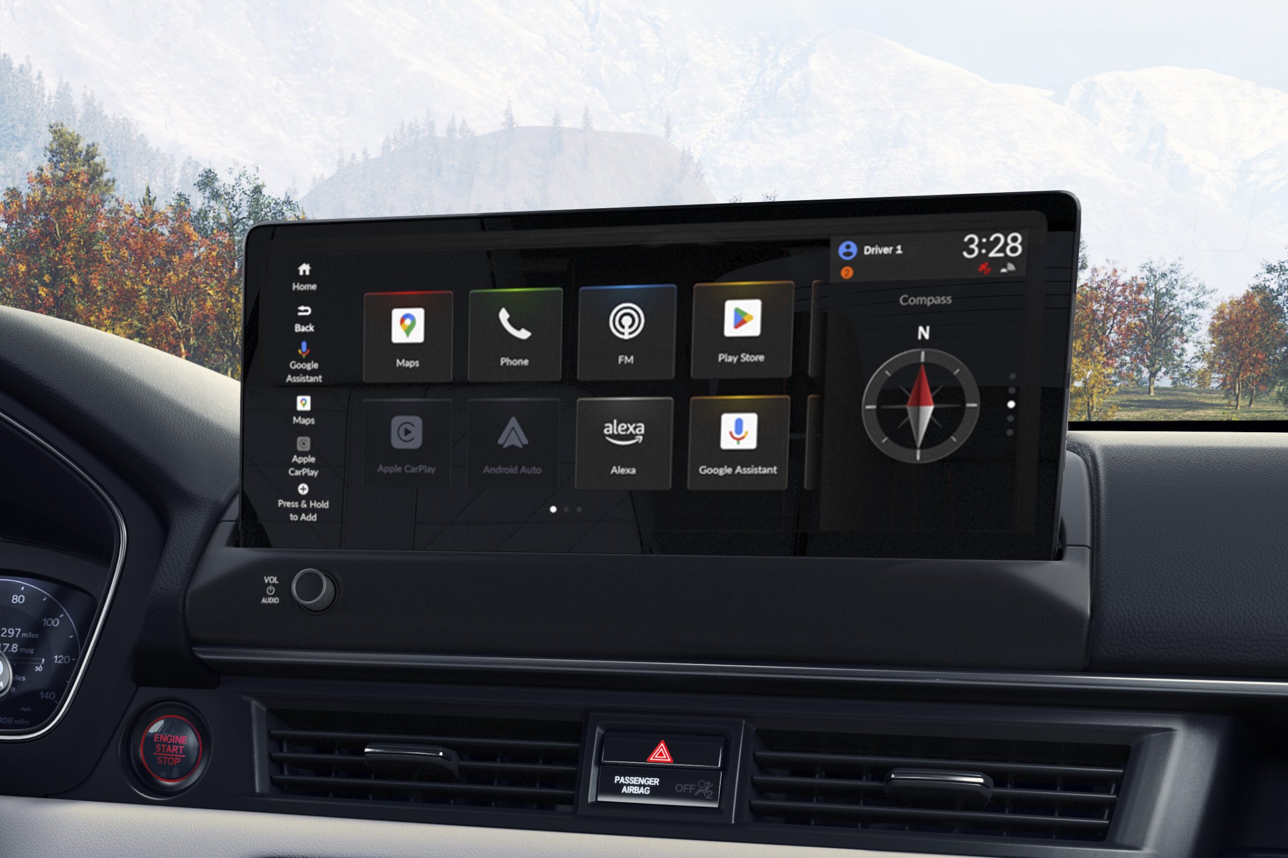 Honda Pilot 2026: más tecnología, confort y diseño para el SUV familiar de tres filas Pantalla de infoentretenimiento de 12,3 pulgadas del Honda Pilot 2026