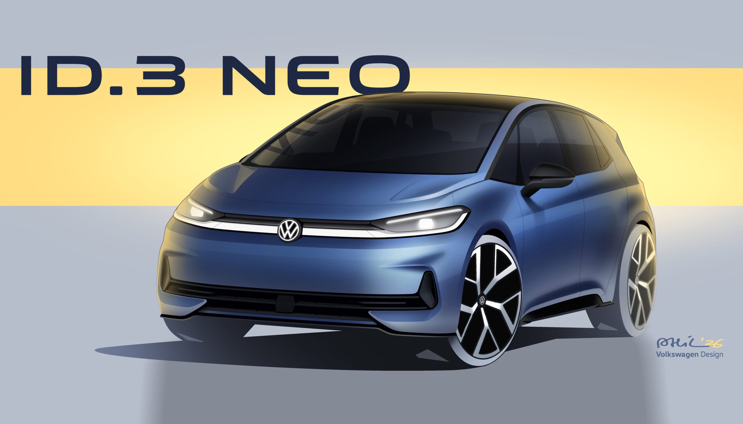 Teaser Volkswagen ID.3 Neo 2026 – zona delantera exterior