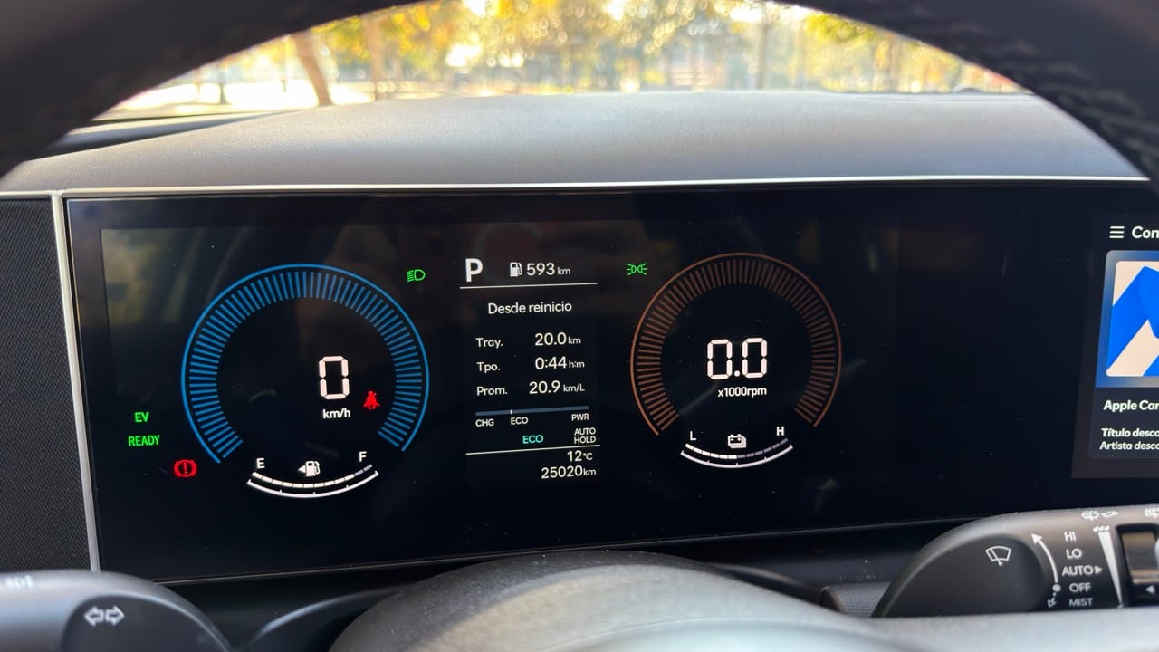 Cuadro de instrumentos versión Plus — esferas analógicas con pantalla central de 4,2 pulgadas Cuadro de instrumentos Hyundai Tucson Hybrid 2026
