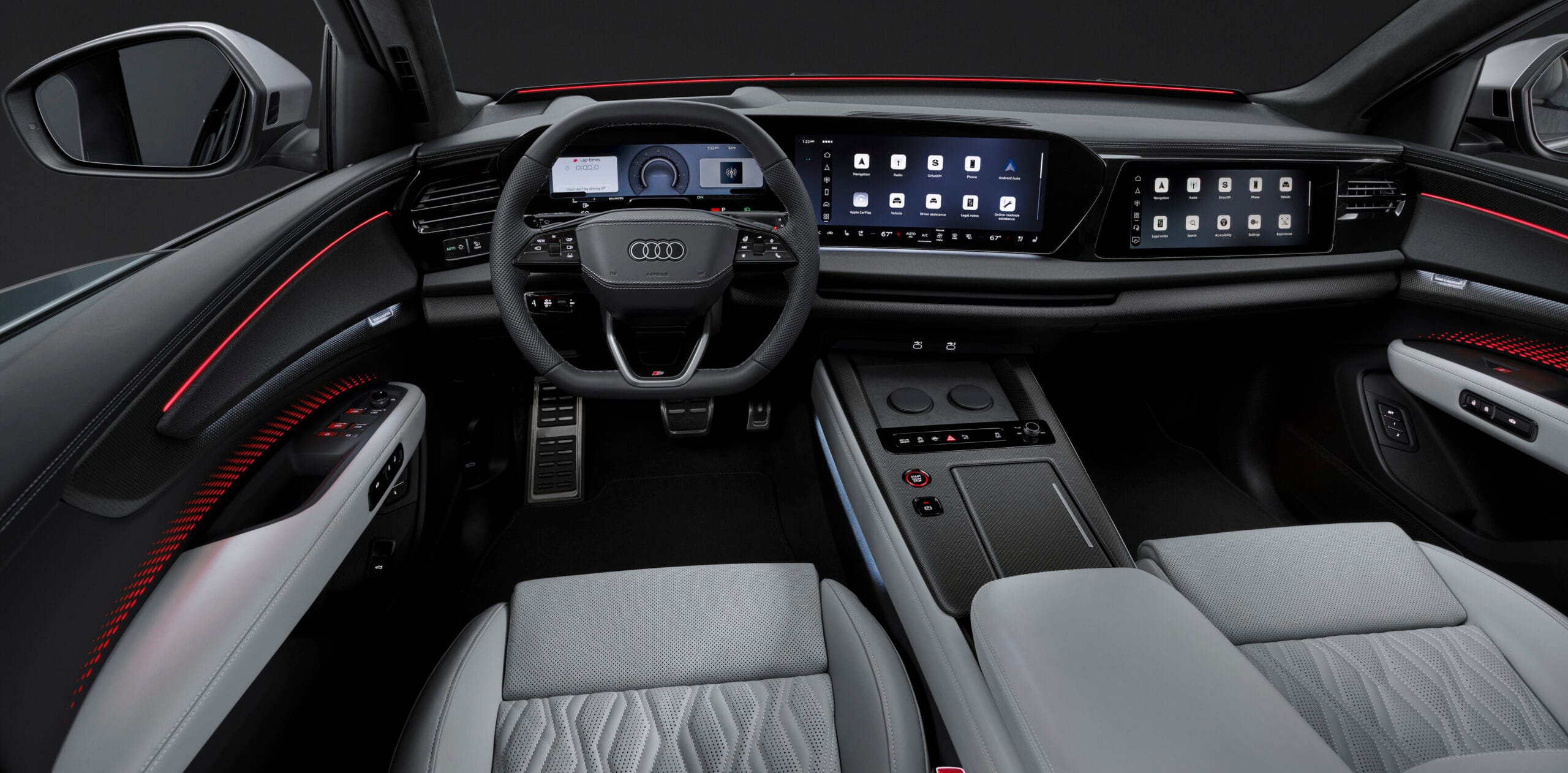 Puesto de conducción del Audi Q9 2026 – Volante y zona del conductor